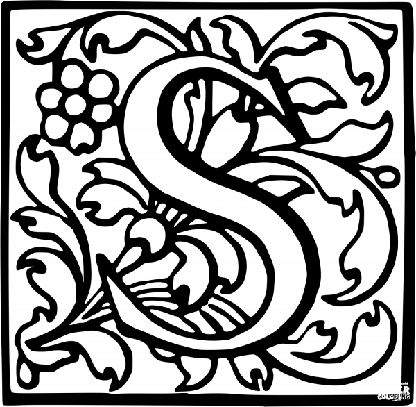 Letter S coloring page image