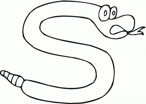 Letter S is for a Snake coloring page image