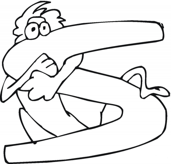 Letter S with Monkey coloring page image