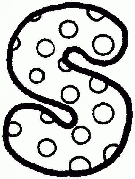 Letter S with Polka Dot coloring page image
