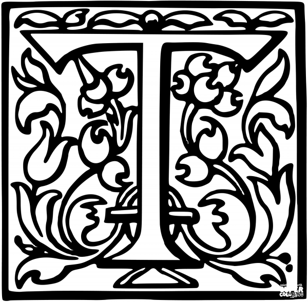 Letter T coloring page image