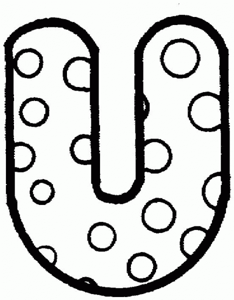 Letter U with Polka Dot coloring page image