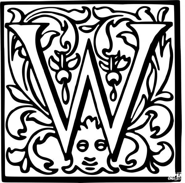 Letter W coloring page image