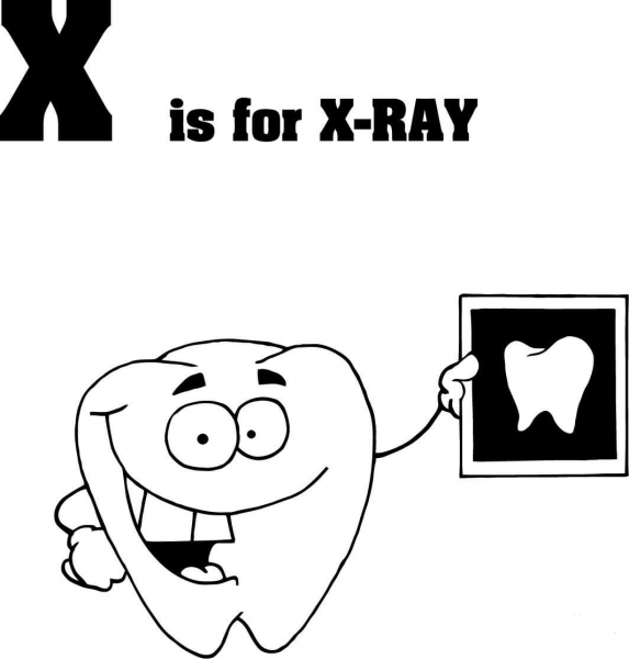 Letter X is for X Ray coloring page image
