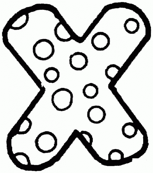 Letter  X with Polka Dot coloring page image