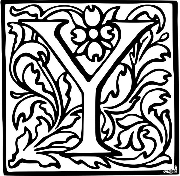 Letter Y coloring page image