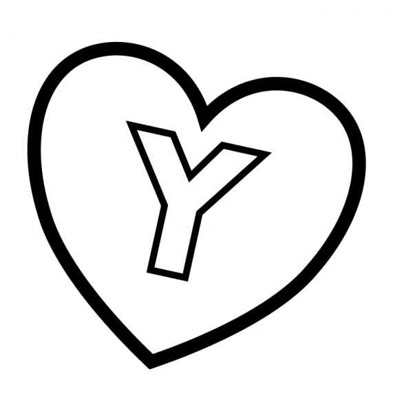 Letter Y in Heart coloring page image