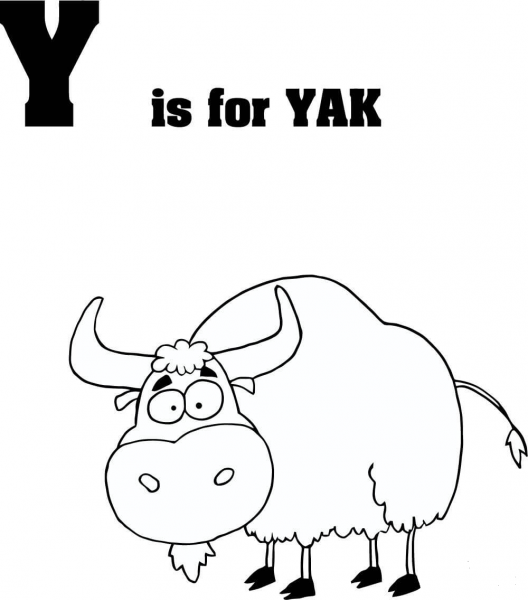 Letter Y is for Yak coloring page image