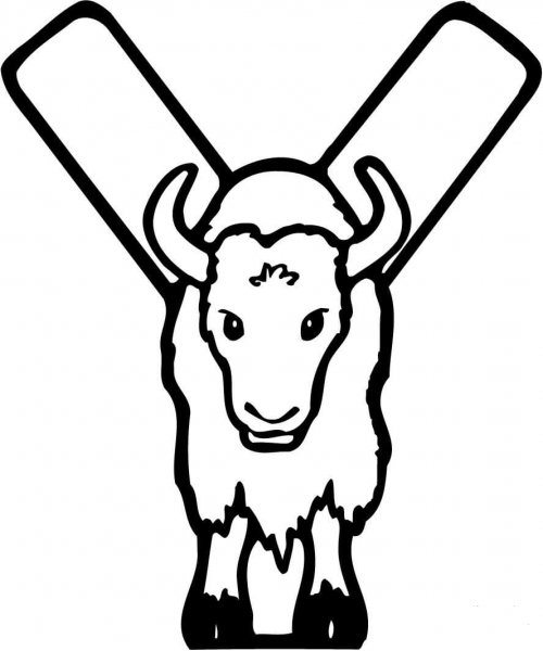 Letter Y is for Yak coloring page image