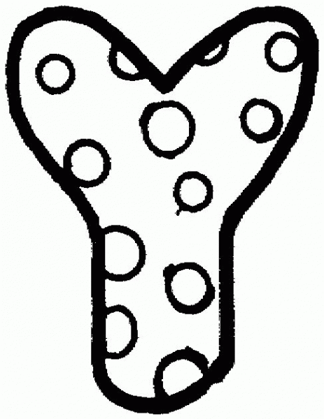 Letter Y with Polka Dot coloring page image