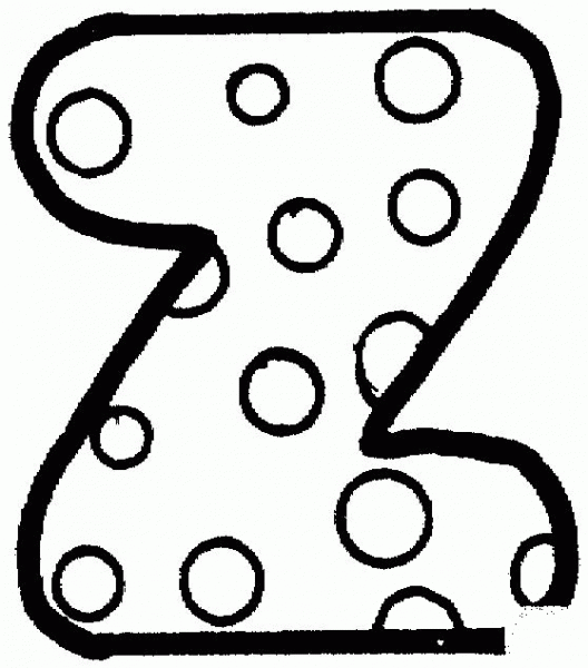 Letter Z with Polka Dot coloring page image
