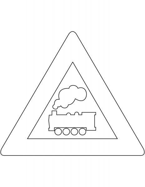 “Level Crossing Without Barriers Ahead” Sign in the Netherlands coloring page image