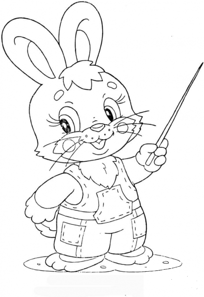 Leveret at school coloring page image