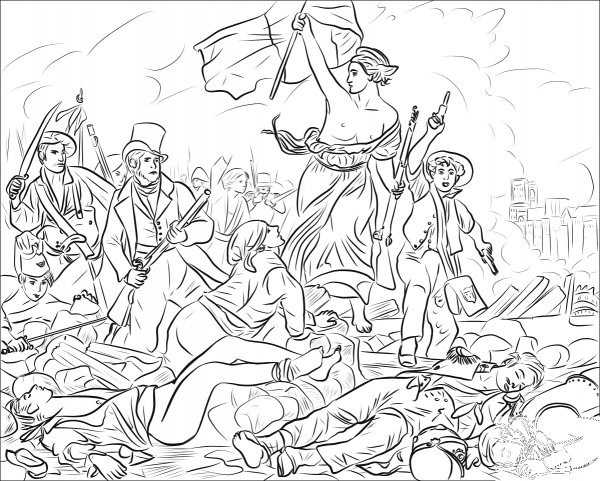 Liberty Leading the People coloring page image