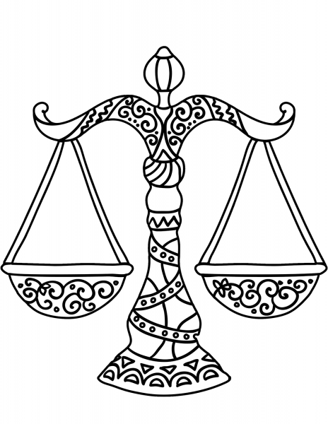 Libra zodiac sign coloring page image