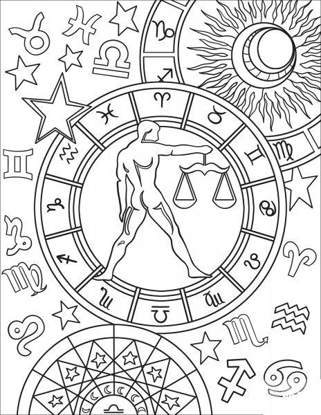 Libra Zodiac Sign coloring page image