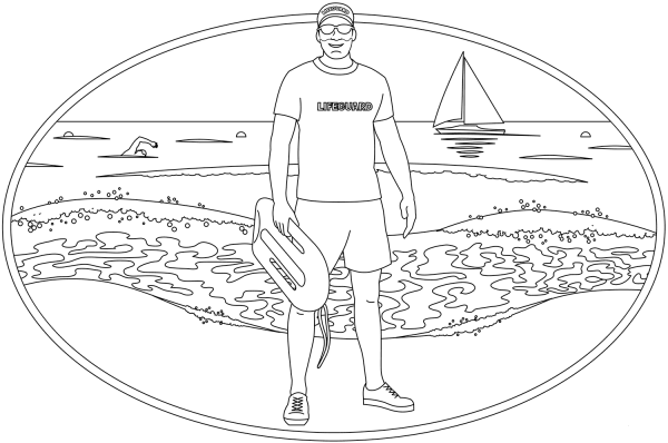 Lifeguard coloring page image