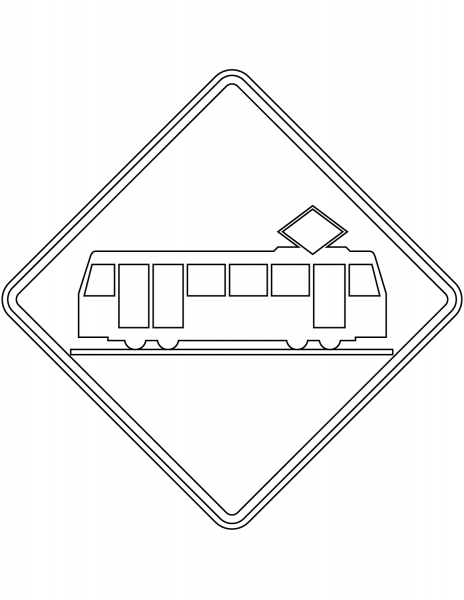 “Light Rail Crossing” Sign in New Zealand coloring page image