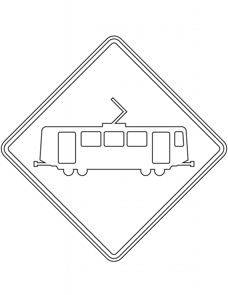 “Light Rail Crossing” Sign in the USA coloring page image