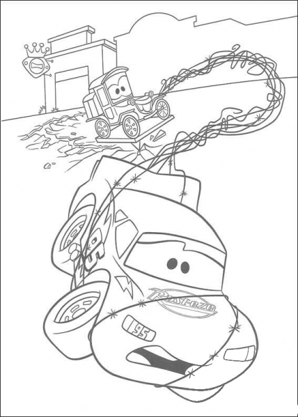 Lightning McQueen and Lizzie coloring page image