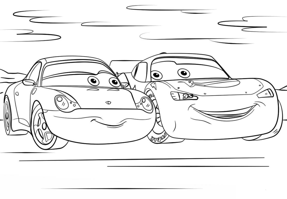 Lightning Mcqueen and Sally from Cars 3 coloring page - ColouringPages