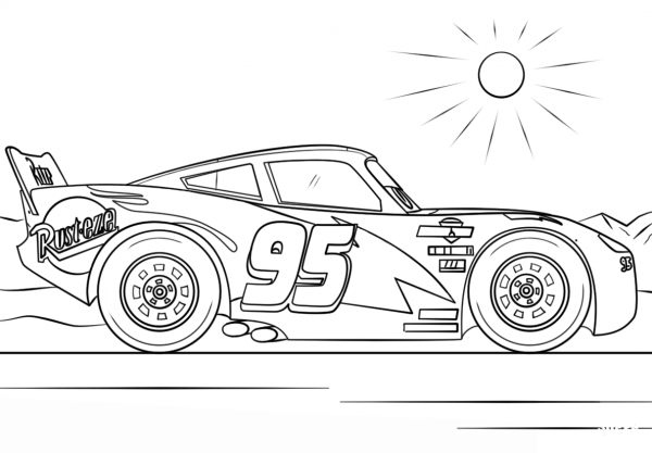 Lightning McQueen from Cars 3 coloring page image