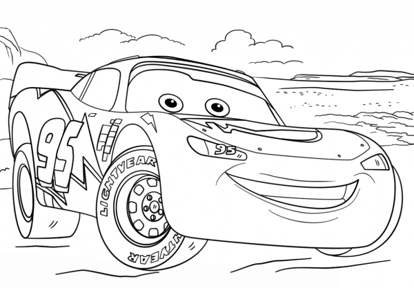 Lightning McQueen from Cars 3 coloring page image