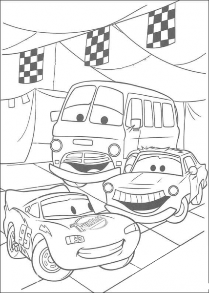 Lightning McQueen Prepares for Racing  coloring page image