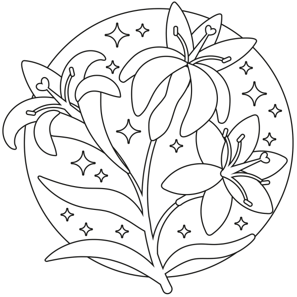 Lilies coloring page image