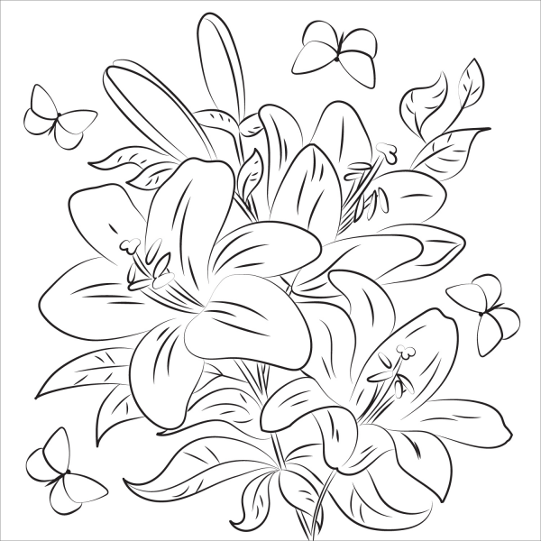 Lilies coloring page image
