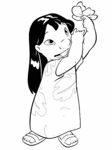 Lilo And Flower  coloring page image