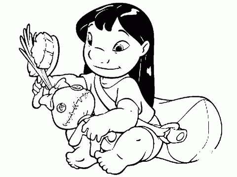 Lilo And Her Doll  coloring page image