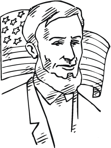 Lincoln In Front Of American Flag  coloring page image