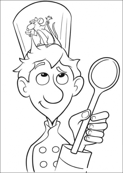 Linguini With Mouse On His Head  coloring page image