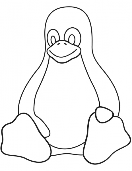 Linux Tux Penguin coloring page image