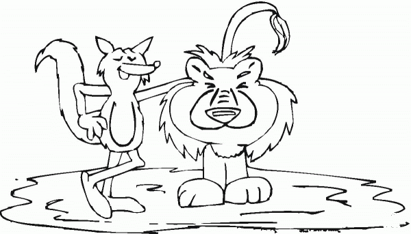 Lion And Coyote coloring page image