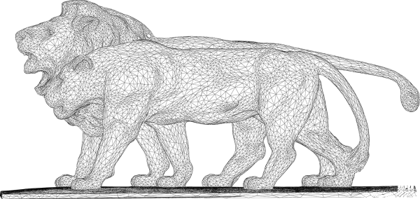 Lion and Lioness 3D Wireframe coloring page image