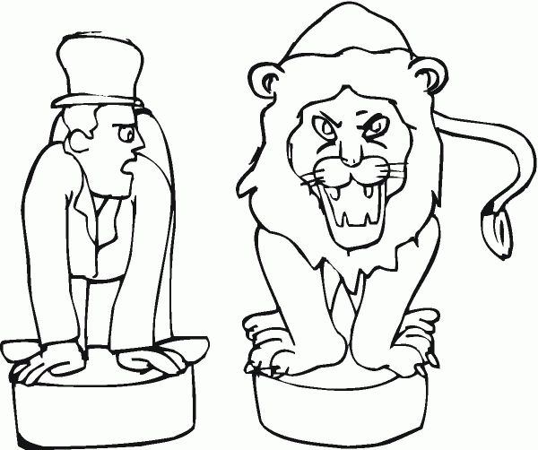 Lion and Tamer coloring page image