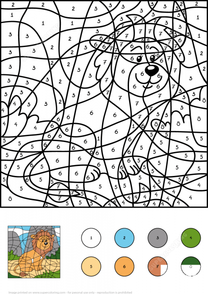 Lion Color by Number image