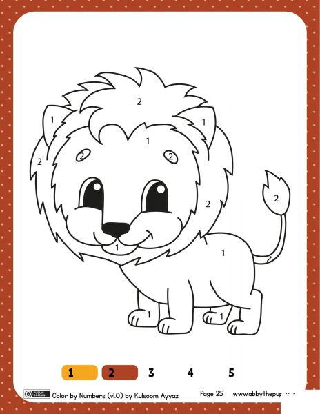 Lion Color by Numbers 1-2 image