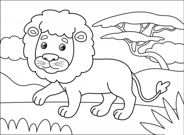 Lion coloring page image