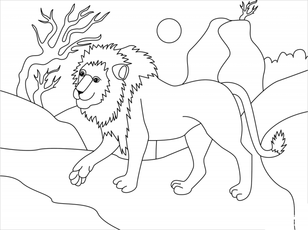 Lion coloring page image