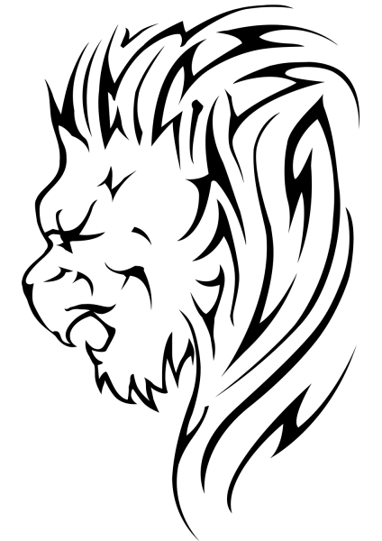 Lion Head Tattoo coloring page image