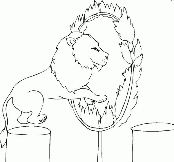 Lion Jumps Into The Fire coloring page image