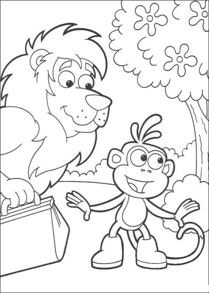 Lion With Boots coloring page image