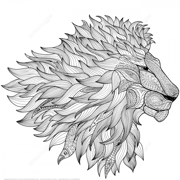 Lion Zentangle coloring page image