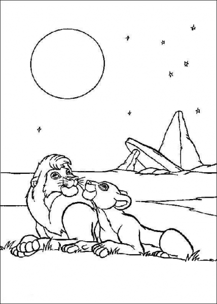 Lions under the moon coloring page image