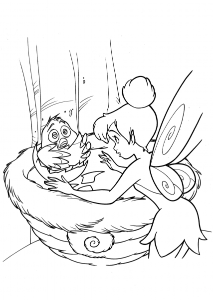 Little Bird in the nest coloring page image