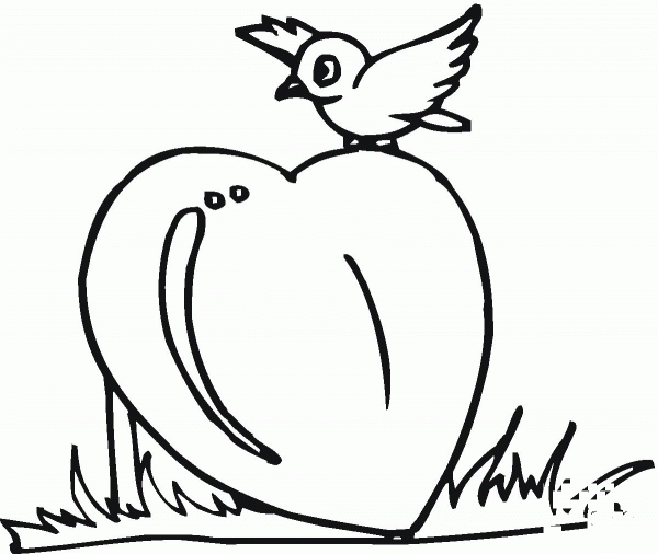 Little Bird on the Heart coloring page image