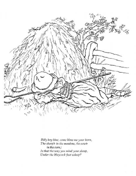 Little Boy Blue Come Blow Your Horn coloring page image